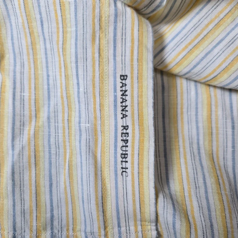 Banana Republic Shirt 100%‎ Size Medium Linen Button Front Casual Striped